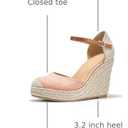 FISACE Womens Summer Espadrille Heel Platform Wedge Sandals Ankle Buckle Strap Closed Toe Shoes