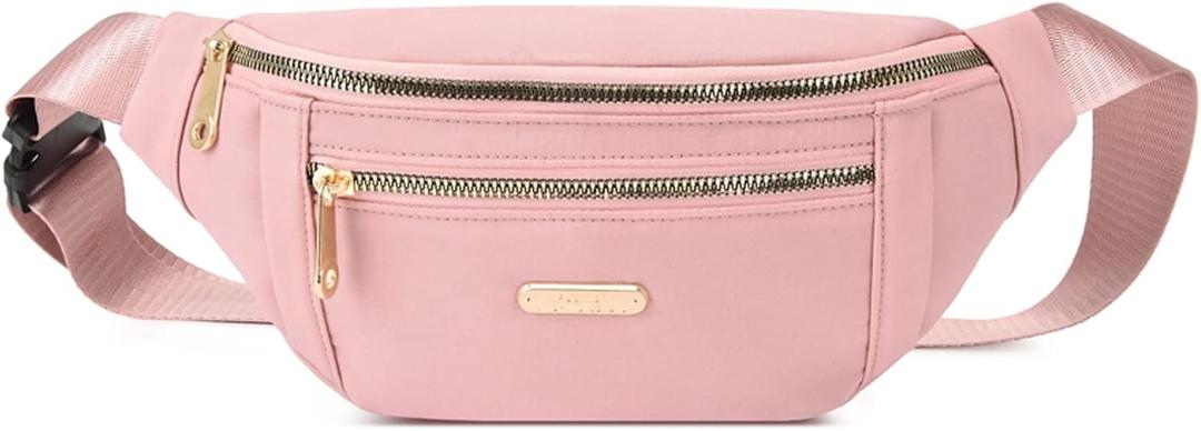 DAITET Crossbody Fanny Pack for Men&Women,Large Waist Bag & Hip Bum Bag with Adjustable Strap for Outdoors Workout Traveling Casual Running Hiking Cycling (Baby Pink)
