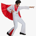 Morph Vegas Rockstar Costume Adult Men Disco Jumpsuit 70s Halloween Outfit for Men Party Wear, Size XL