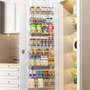 Delamu Adjustable Cabinet Door Organizer, 8-Tier Hanging Spice Rack Organizer, Metal Over the Door Pantry Organizer, Pantry Organizers and Storage Shelves for Kitchen Bathroom Laundry Room, White