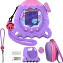 JCHPINE Hard Case and Silicone Cover for Tamagotchi Paradise Electronic Pet, Protective Cases for Tamagotchi Paradise with Screen Protector and Lanyard (Purple)