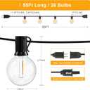 OHLUX Outdoor String Lights, 55FT Shatterproof LED Patio Lights with 26 Dimmable Plastic G40 Bulbs, 2200K Waterproof Connectable Hanging String for Backyard Cafe Porch Deck E12 Base