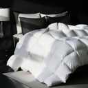 Oversized King Goose Feather Down Fiber Comforter, 100% Cotton Cover Ultra Soft Fluffy Duvet Insert, All Season Luxurious Hotel Bedding Comforter with 8 Loops, White 116"x98"