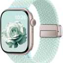 Braided Stretchy Band Compatible with Apple Watch Bands 38mm 40mm 41mm 42mm 44mm 45mm 46mm 49mm Women Men, Soft Nylon Solo Loop Magnetic Sport Strap for iWatch Series 11 10 9 8 7 6 5 4 3 2 1 SE Ultra