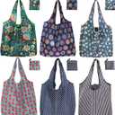 Reusable Grocery Bags, 6 Pack 50Lbs Foldable Fashion Washable Shopping Bags, Large Boho Tote Bags For Groceries, Bulk Market Cloth Storage Bags, Utility Aesthetic Personalized Gifts For Women