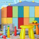 Hahafelt 8 Pack Wall Padding for Playroom Peel and Stick Headboard 15.75" x 7.87" x 1.18" 3D Anti Collision Upholstered Wall Panels Self Adhesive Headboard Panel for Protection (Rainbow Colors)