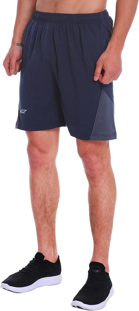 EZRUN Men's 7 Inch Quick Dry Running Shorts Workout Sport Fitness Short with Liner Zip Pocket (Medium, Blue)