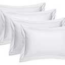 4 Pack 100% Brushed Microfiber Pillow Protector Shams (White, Standard)