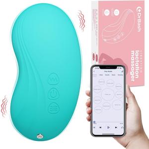 DrBash 2-in-1 Lactation Massager  Soft Breast Massager for Breastfeeding, Heat + Vibration for Milk Flow, Engorgement & Clogged Duct Relief  Apps Controlled (Teal)