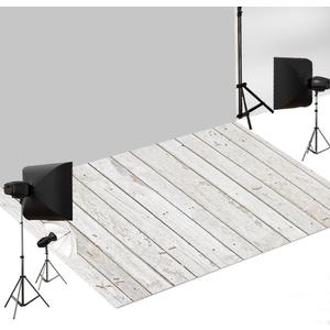 Kate Photography Floor Mats White Grey Wood Flooring Mat Newborn Photography Props Rubber Floor Mat for Photo Studio 5x4ft (Grey White)