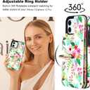 HAOPINSH for iPhone 12/ iPhone 12 Pro Wallet Case with Card Holder, 360°Rotation Ring Kickstand, Colorful Florals Pattern, RFID Blocking Leather for Girls Women, Double Buttons Protective Cover 6.1"