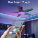 DREO Smart Ceiling Fans with Lights, Low Profile Ceiling Fan with Alexa/App, 52'' Dimmable Lighting & Color Tuning, RGB Ambient Light for Living Room, Game Room, Easy Installation, Quiet, Black