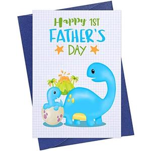 WhatSign Happy 1st Fathers Day Card First Fathers Day Greeting Cards for Father To Be New Dad First Time Fathers Soon To Be Dad To Be Father's Day Gift Cards from Wife Baby Son Girl Daughter