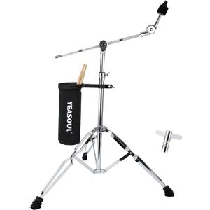 Cymbal Stand, Adjust high Boom and Straight Combo,Double Braced Legs with Rubber Feet fits 8'' Crash、10 '' Crash、12''Crash、14'' hi hat、16'' Crash、18'' Crash、20'' Ride Stands with Drumsticks and drumstick storage bags, drum keys
