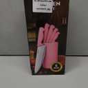 Knife Set, 6-Piece Kitchen Knife Set, German High Carbon Stainless Steel, Durable & Easy Clean Knife Block, Peach Pink