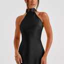 Memoriesea Women's Sexy High Split Sleeveless Backless Party Wedding Maxi Dress (Black, S)