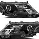 OE Style Headlights Assembly compatible with 2010 2011 2012 Ford Fusion Halogen Head Lights Headlamp, Blub included, Black Replacement Pair Passenger and Driver Side