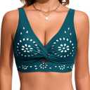 RIHOAS Women's Bikini Top Supportive Swimsuit with Built in Bra, Cut Out Swim Bathing Suit Top 2026 Sport Bra Swimsuit Top Green-L (L)