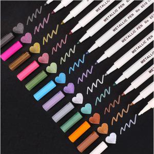 Dyvicl Metallic Marker Pens, 12 Colors Hard Fine Tip Metallic Markers for Black Paper, Adult Coloring, Card Making, Rock Painting, Scrapbooking Crafts, DIY Photo Album