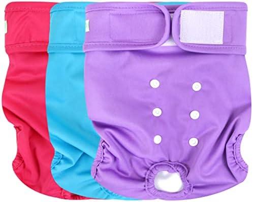 wegreeco Washable Reusable Premium Female Dog Diapers, Medium Large Small Dog Doggie Puppy & Doggy Diapers Female,Period Panties in Heat (Pack of 3, Medium)