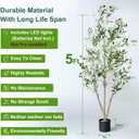 Olive Trees Artificial Indoor, 5FT Tall Faux Olive Tree with Moss and Planter, Artificial Plants Indoor with Natural Wood Trunk and Lifelike Fruits, Fake Tree for Home Office Living Room Decor