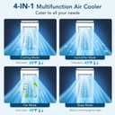 Windowless Portable Air Conditioners with Remote, Ventless Ac Unit Ductless Air Cooler,Hoseless Quiet Evaporative Oscillating Swamp Cooler,12H Timer & 4 Ice Box for Room Indoor Outdoor Office Bedroom, 12 inches x 12 inches x 22 inches
