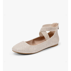 DREAM PAIRS Women's Comfortable Fashion Elastic Ankle Straps Flats Shoes 8.5