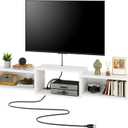 IBUYKE Floating TV Stand Wall Mounted with Power Outlet,Modern Wood Wall Mounted Media Console Shelf,Floating Entertainment Center for Under TV Storage for Living Room Bedroom Office,White WST001W