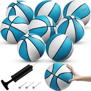 Honoson 6 Pack Water Pool Basketball Swimming Pool Rubber Waterproof Basketball for Summer Lake Party Favors (Light Blue with Black Trim,9 Inch)