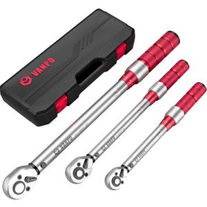 1/4 3/8 1/2-inch Drive Click Torque Wrench, 3Pcs Torque Wrench Set 20-240 in.lb, 5-45 ft.lb, 20-160 ft.lb, Dual-Direction Adjustable 72-Tooth Torque Wrench for Bike, Moto, Car Maintenance (1/4''-240in.lb,3/8''-45ft.lb,1/2''-160ft.lb)