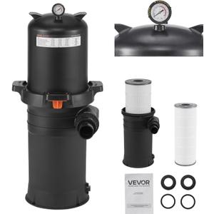 VEVOR 2025 Pro Pool Cartridge Filter System 200 sqft, Pool Filter for Inground & Above Ground Pools, Compatible W/Pumps 3HP~4HP | Up to 9827 GPH Max Flow, Pool Filters for Pools Up to 39625 Gallons