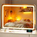 Batuso Vanity Mirror with Lights, 23" x 18" LED Makeup Mirror with 10X Magnification, Dimmable 3 Modes, Memory Function, Smart Touch, USB Charging Port, Lighted Makeup Mirror Round White