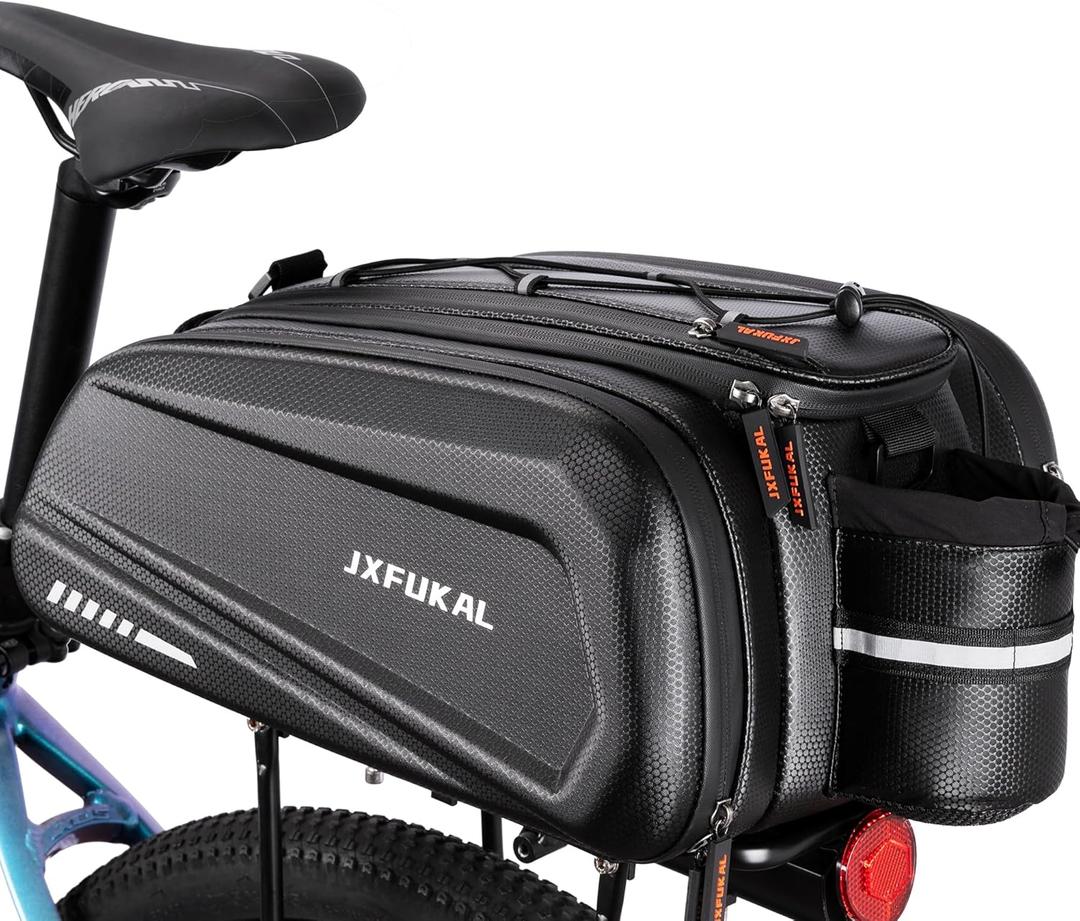 JXFUKAL Bike Bags for Bicycle Rear rack - 9.5L/17L/40L Hard Shell Waterproof Bike Ebike Trunk Pannier Saddle Seat Bag Carrier with Reflector, Rain Cover & Shoulder Strap for Commuter Travel Outdoor