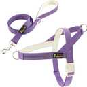 Plutus Pet Cotton Dog Harness and Leash Set, Reflective and Soft Padded, Quick Fit Vest Harness, for Dogs, Purple, XS