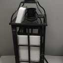 Glitzhome Decorative Candle Lanterns, Set of 2 Farmhouse Oversized Wooden Lanterns Decor Black Lanterns for Porch, Patio, Garden, Balcony, Wedding, Table Centerpiece Decorations (No Glass)