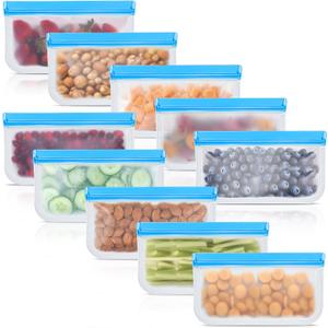 10 Pack Reusable Silicone Food Storage Bags, Leakproof Dishwasher Safe Reusable Freezer Bags for Food Containers, Lunch Bags for Sandwich, Snack, Marinate Meat, Salad Fruit