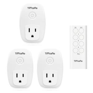 Indoor Remote Control Outlet Plug, Wireless Light Switches, 100ft Range Remote Control, 15A/1875W, ETL Listed