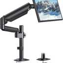 HUANUO Single Monitor Arm, Tall Computer Monitor Stand for 13–32 inch Screens Holds 4.4-19.8 lbs, Adjustable Monitor Mount Gas Spring Full Motion with C-Clamp & Grommet Base, VESA 75x75 or 100x100mm