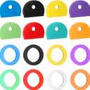 Vibit 16 Pack Colorful Plastic Key Cap Tags and Identifier Covers for Standard Flat House Keys, 2 Styles