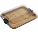 Reversible Bamboo Cutting Board 2-in-1, Charcuterie Board with Locking Lid & Handles for Vegetables Fruits & Snacks