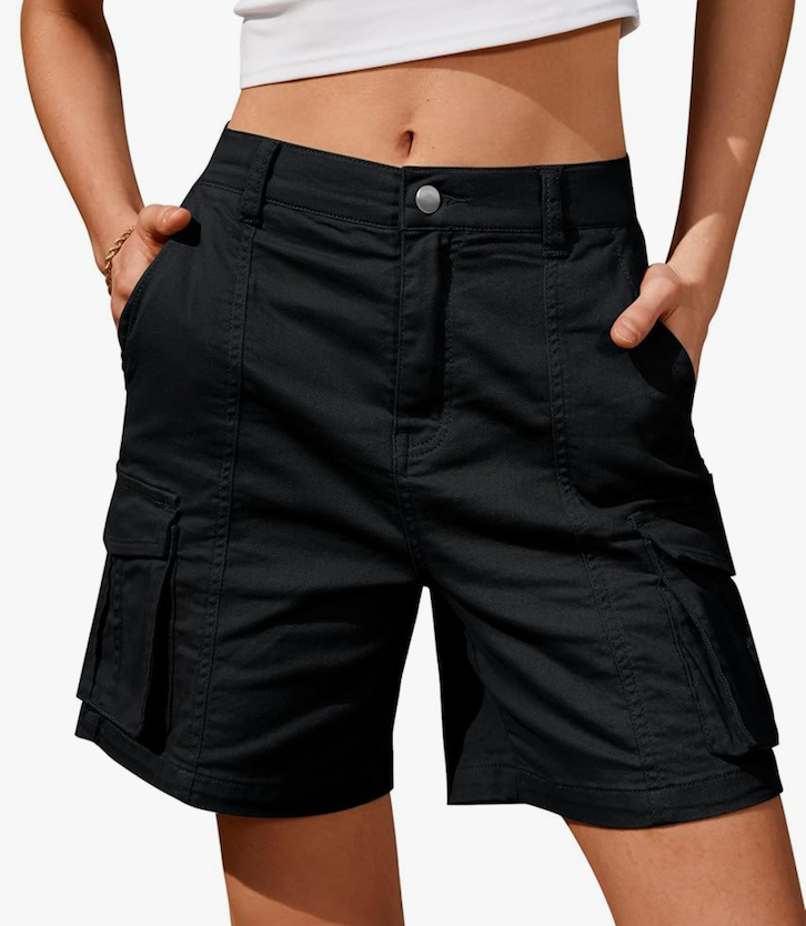 Time and Tru Shorts for Women Cargo Shorts Knee Elastic Waist Long Shorts Summer Casual, Size 6