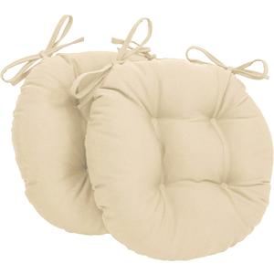 Blazing Needles Solid Twill Round Tufted Chair Cushions (Set of 2), 16", Natural