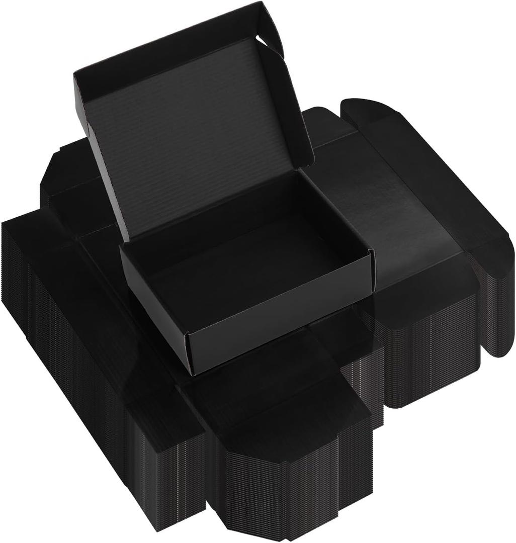 Rempry 40 Pack 7x5x2 Inches Black Shipping Boxes, Cardboard Corrugated Mailer Boxes for Packaging Small Business, Small Gift Boxes for Mailing Present