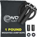 WOD Nation Weighted Jump Rope for Women & Men - 1 Pound (1LB) Adjustable Heavy Speed Jump Rope Handles with Removable Weights 4Crossfit, Cross Training, Boxing. (Black)