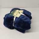 PAVILIA Fleece Throw Blanket for Couch with Pom Pom Fringe, Navy Blue, Soft Cozy Fuzzy Flannel Blanket for Sofa Bed, Large Lightweight Plush All Season Throw, 60x80 Inches