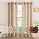 MIULEE Camel Beige Linen Curtains 108 Inches Long 2 Panels for Bedroom Living Room, Soft Thick Linen Textured Window Drapes Semi Sheer Light Filtering Grommet Top Burlap Look Farmhouse Decor (52"W x 108"L (Pack of 2))