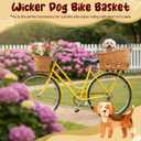 Wicker Dog Bike Basket, Rattan Pet Carrier for Small Dogs Cats with Protective Grille, Includes Ice Pad and Soft Cotton Cushion, for Secure Bicycle Rear Luggage Rack(Tilted-top) 21.1"L x 16.1"W x 12.0"H