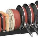 Pots and Pans Organizer for under Cabinet, Pan Pot Organizers inside Cabinet, Expandable Organizer with 12 Adjustable Dividers for Cookie Sheets, Cutting Boards, Pot Lids, Cookware - Pan Rack, Black