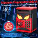 Wrystte Spider Piggy Bank for Kids,Electronic Money Box with Fingerprint,Mini ATM Safe Money Saving Box,Kids Toys for Age 4 5 6 7 8,Christmas Birthday Gifts for 9 10 11 12 Year Old Boys Girls(Black)