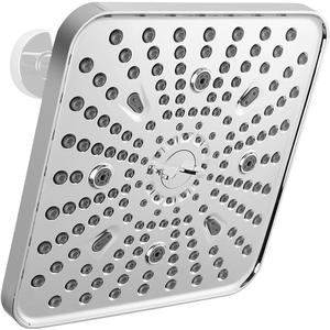 Square Shower Head, 6 Spray Modes High Pressure 10 Inch Chrome Shower heads, Rainfall & Massage Anti-Clog Nozzles Easy-Clean Surface for Spa Experience, Large Showerheads
